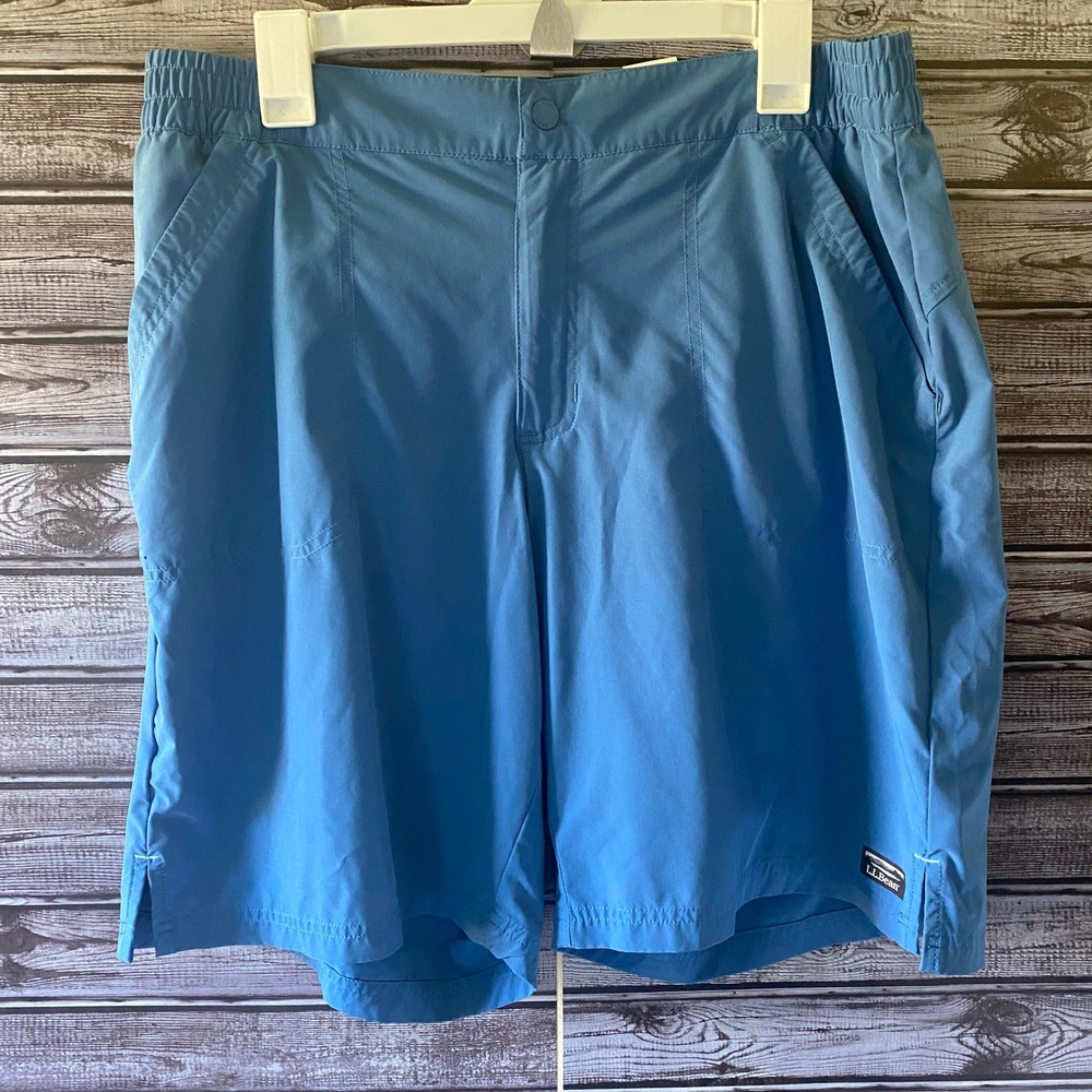 LL Bean‎ Women's Shorts Swim Shorts Size 16 Blue Pockets Logo Stretch Waist